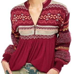 Free People Cabin Fever Sweater Thermal Top Small